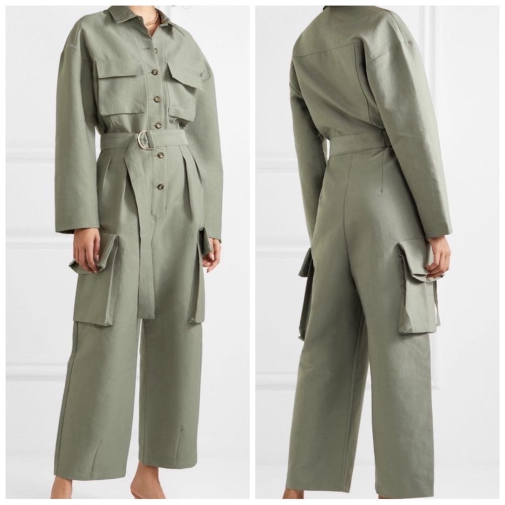 The Frankie Shop Olive Green Utility Jumpsuit with Belt
